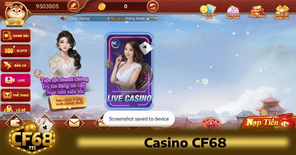 Cf68 25 Các phòng casino của CF68 được trang bị đầy đủ tính năng như chia bài trực tiếp, giao dịch dễ dàng và nhanh chóng