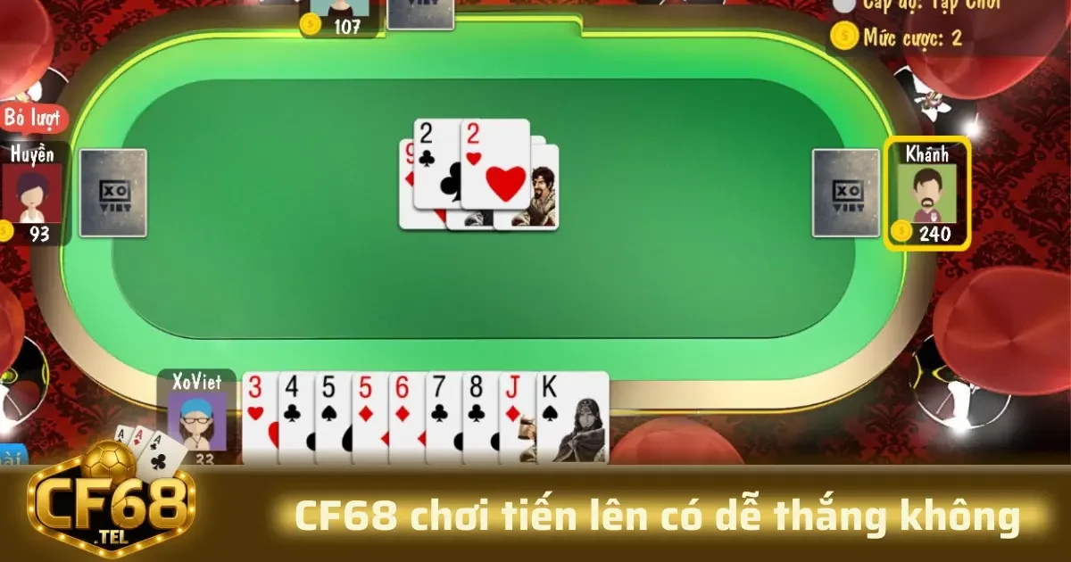 CF68 Chơi Tiến Lên Có Dễ Thắng Không 3 Việc hiểu rõ các quy tắc này giúp người chơi điều chỉnh chiến thuật phù hợp để nâng cao phần thắng.